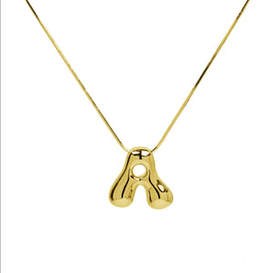 Initial Waterdrop 18K Gold Necklace: H / Smooth Gold Filled