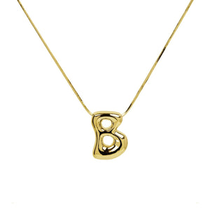 Initial Waterdrop 18K Gold Necklace: H / Smooth Gold Filled