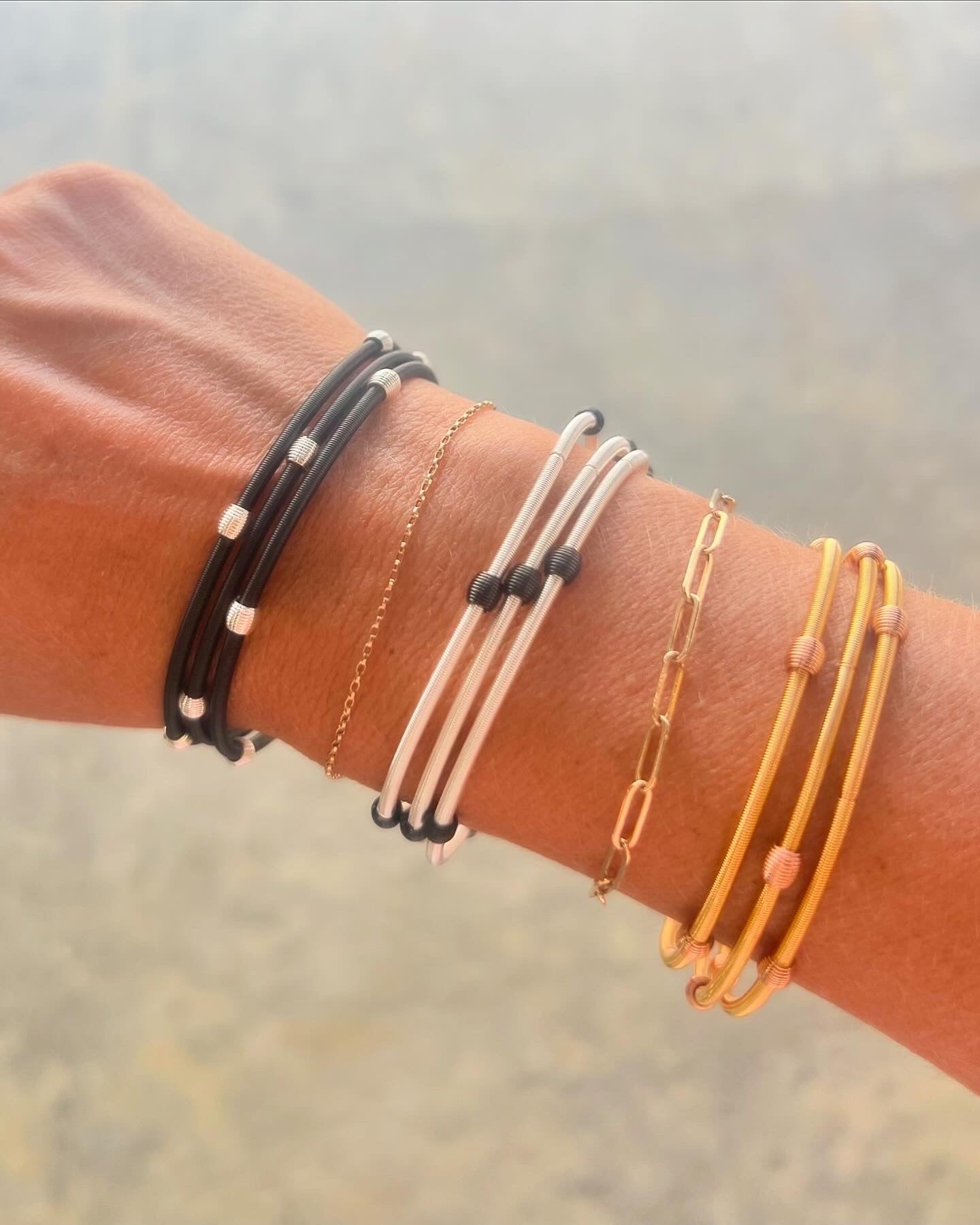 Gold Beaded Dia® Bracelets: Rose Gold / 7" / 3