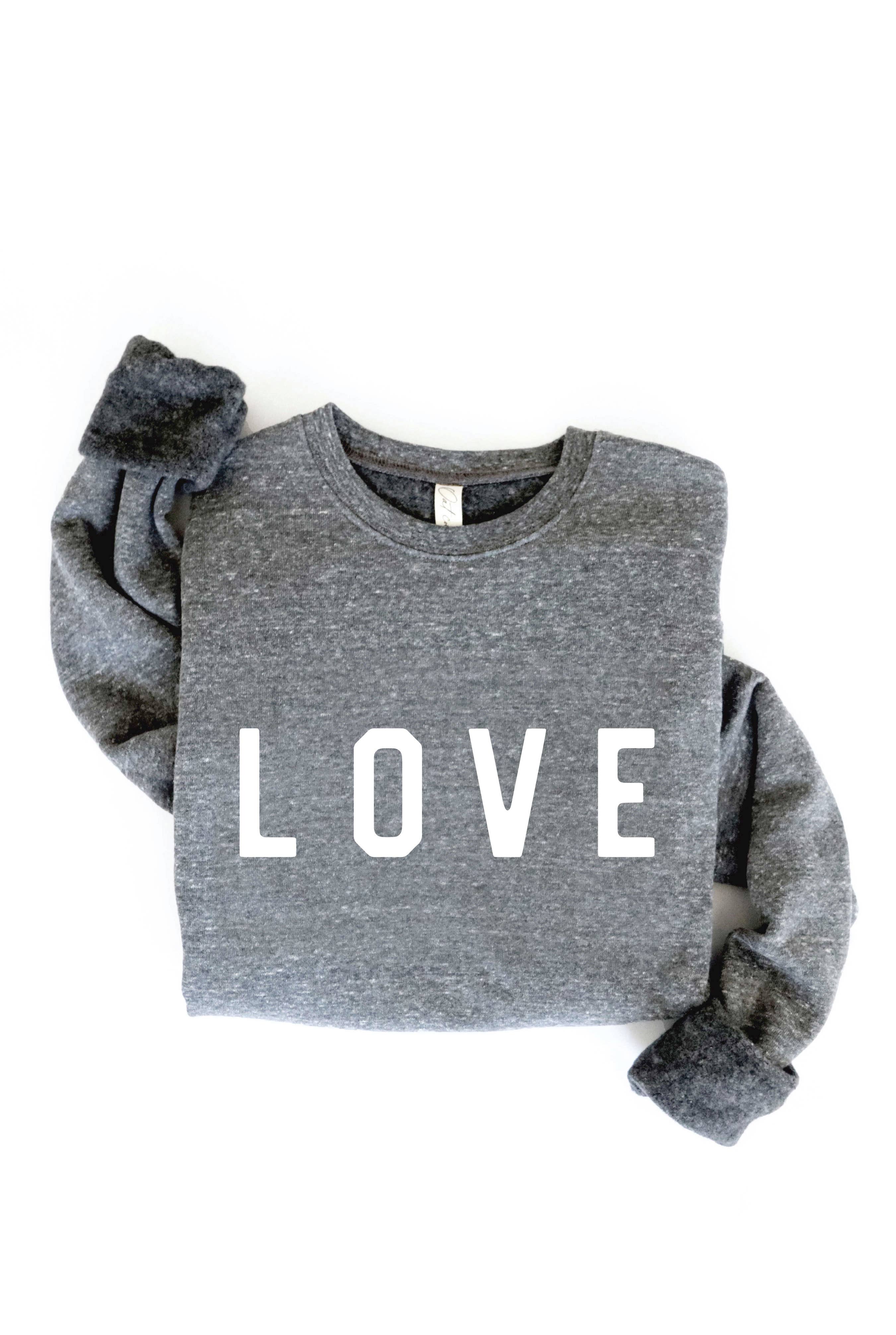 LOVE Graphic Sweatshirt: ATHLETIC HEATHER / L