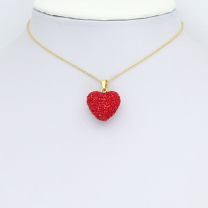 White Red Puffy Heart Charm Pendant,Sku#LD720: White