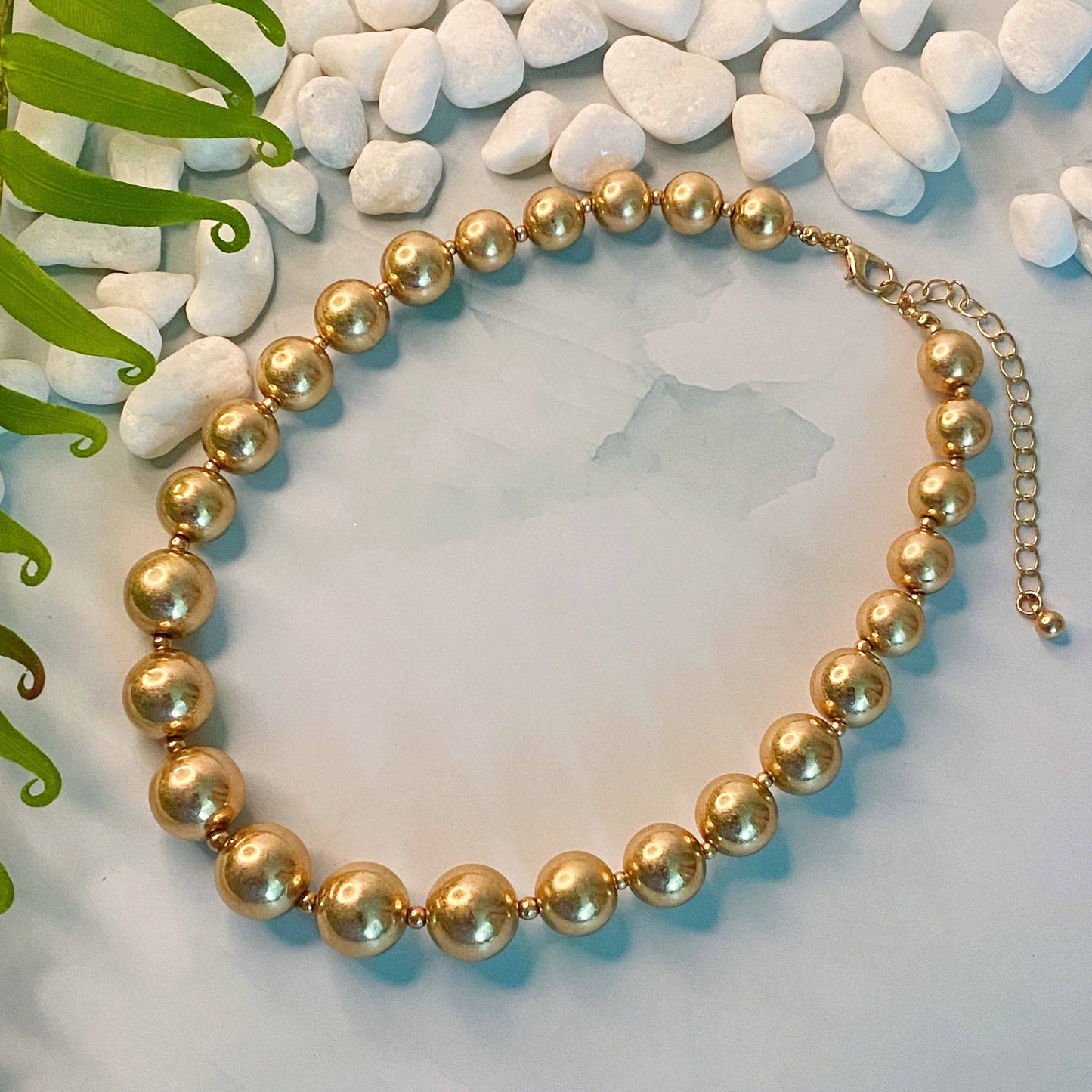 Precious Ball And Bead Necklace: Gold