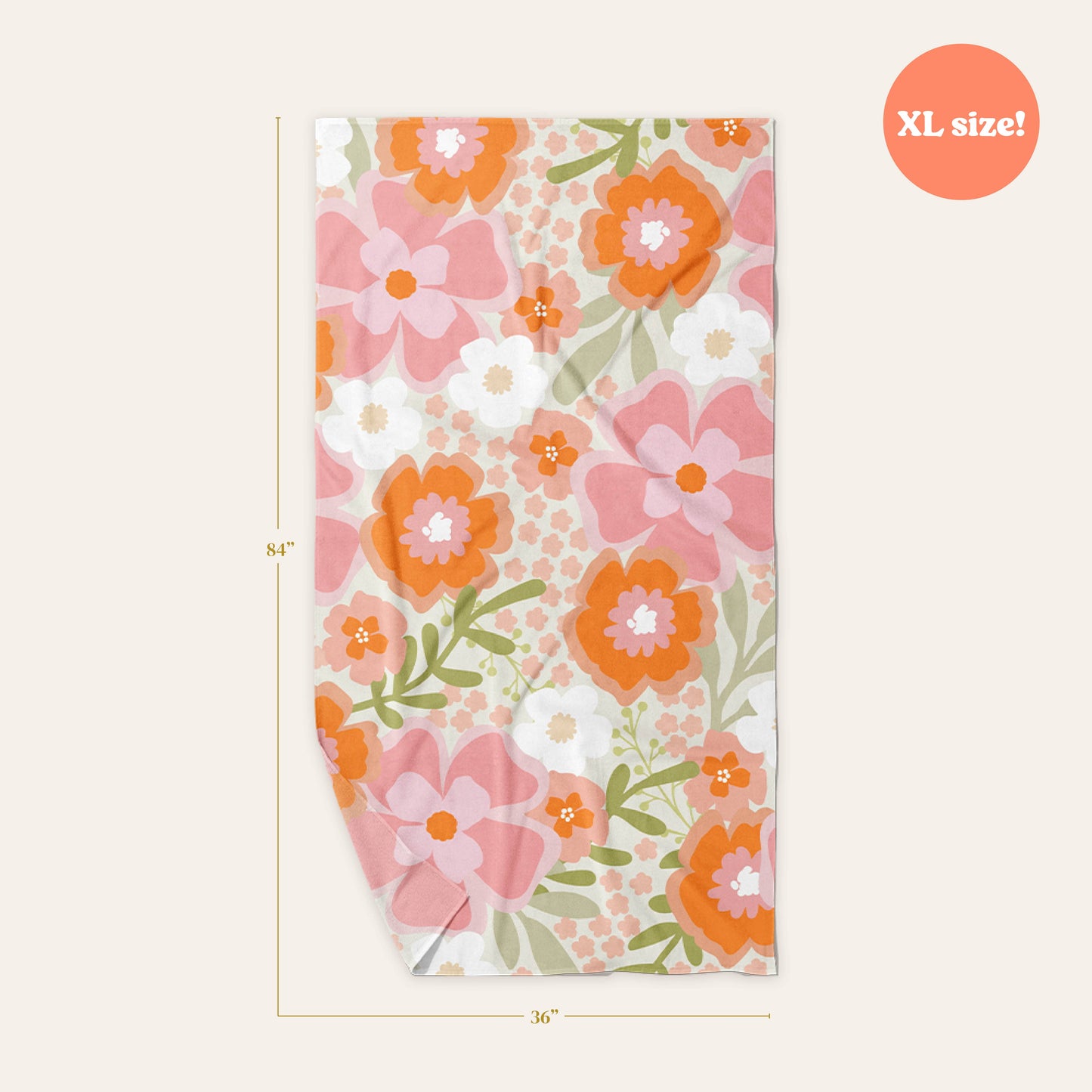 XL Quick-Dry Beach Towel-Beyond Blooms Pink Orange