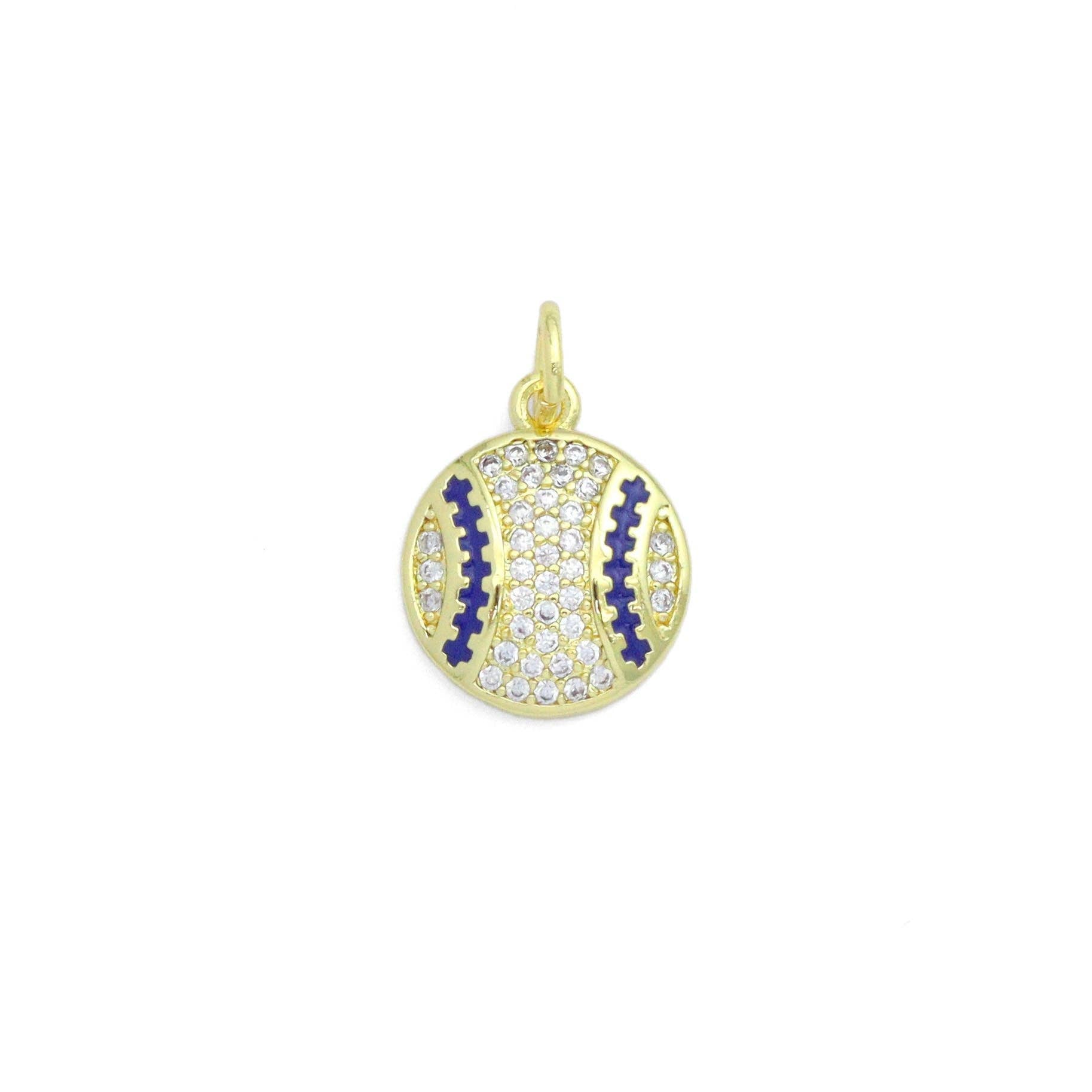 CZ Enamel baseball Charm Pendant, Sku#LK1188