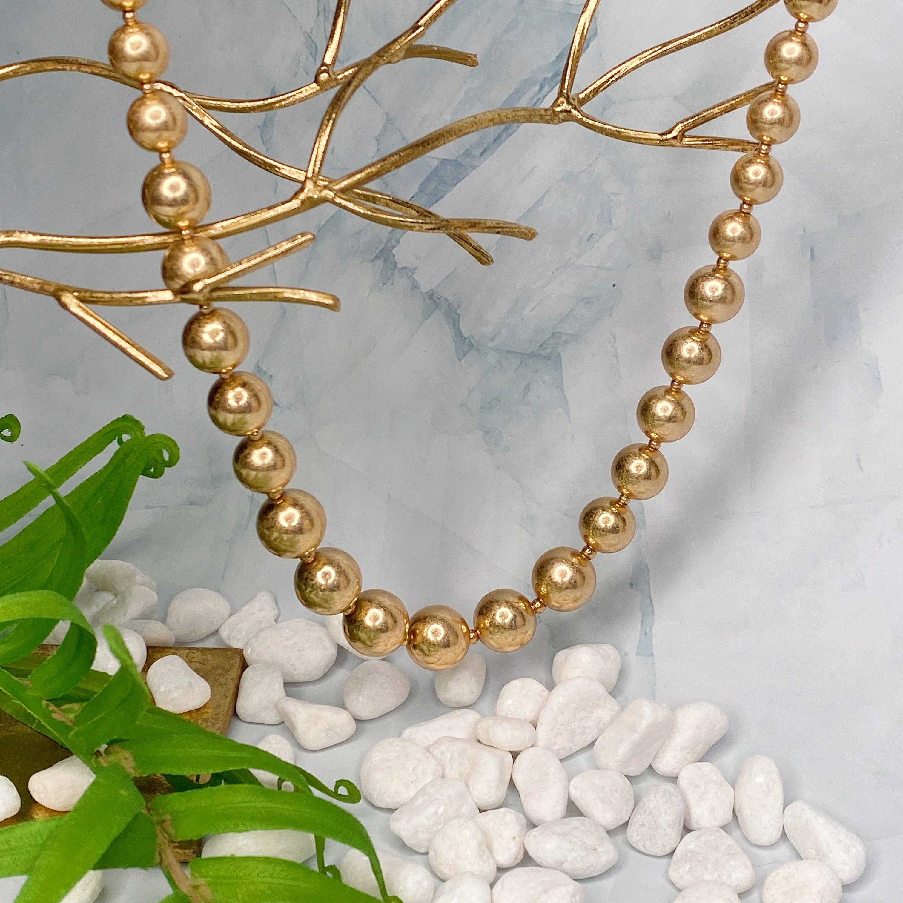 Precious Ball And Bead Necklace: Gold