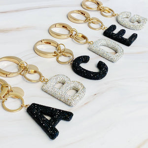 It Girl Glam Initial Key Chain: T / Crystal Clear