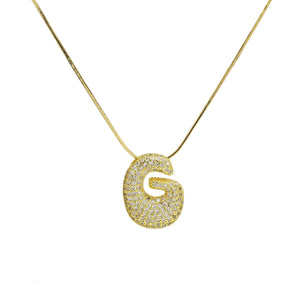 Initial Waterdrop 18K Gold Necklace: E / Smooth Gold Filled