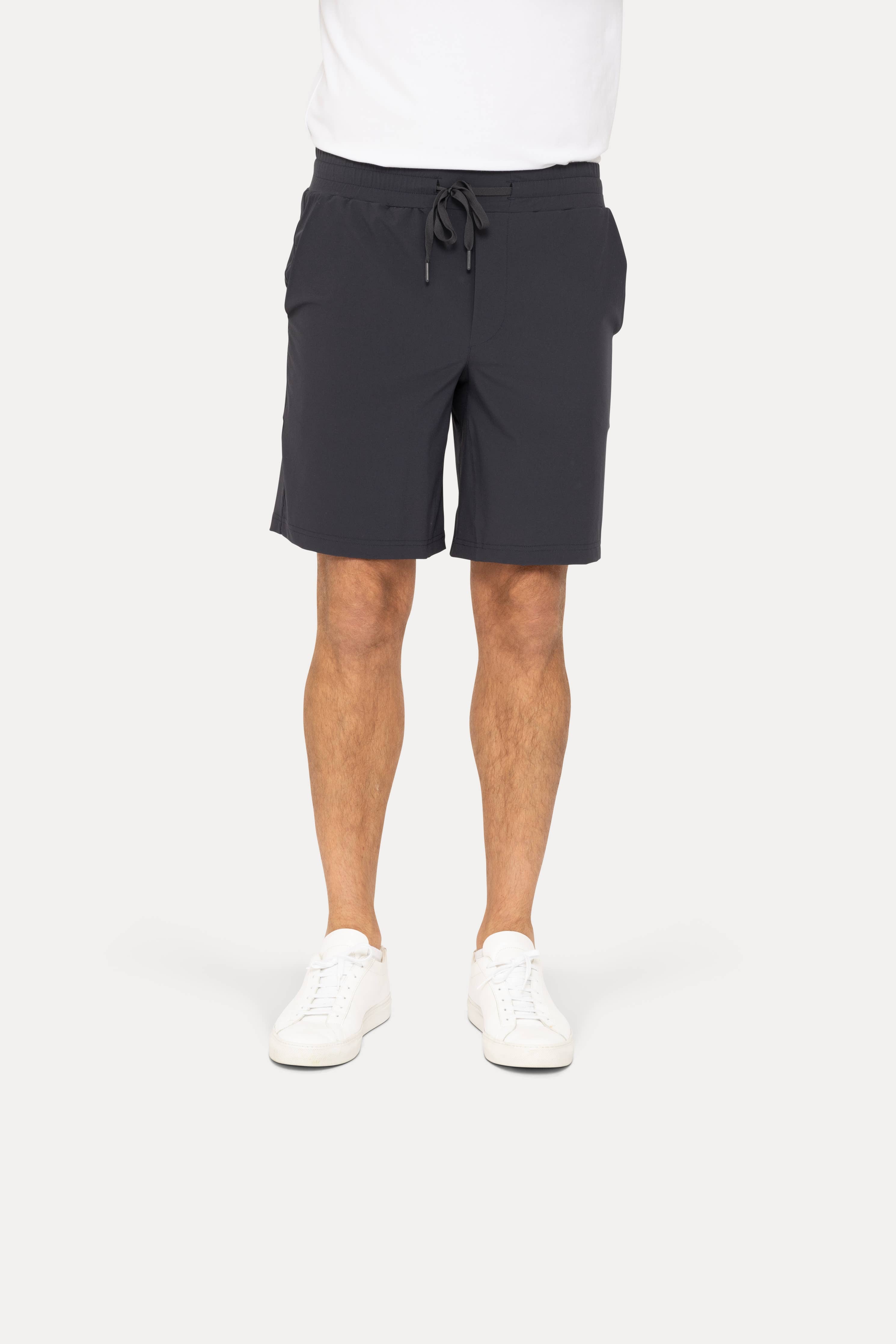 Drawstring Shorts with Pockets: BLACK OLIVE / S:M:L:XL