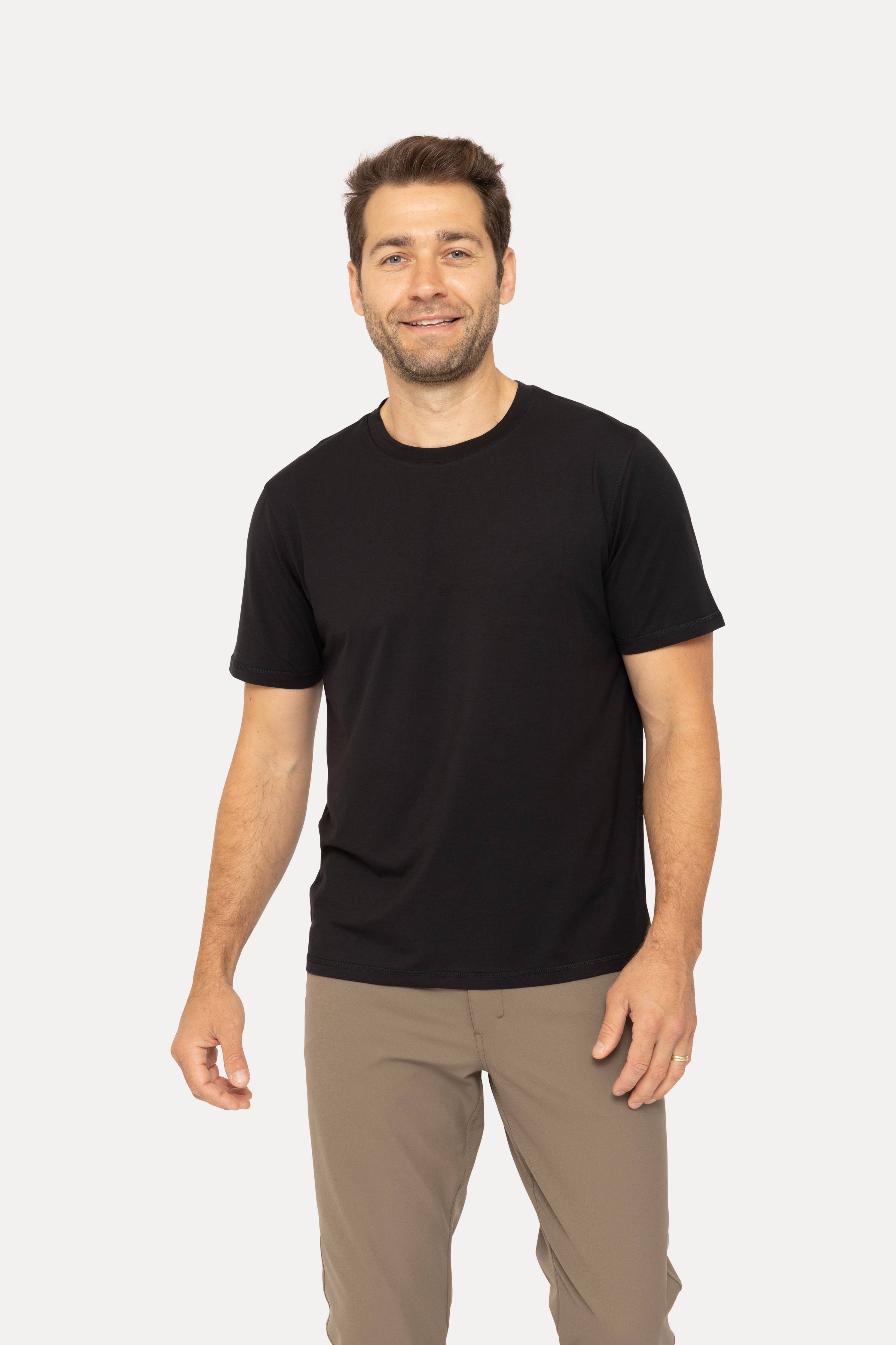 MONO B MEN - Air Essentials Crew Neck Tee: Black / S:M:L