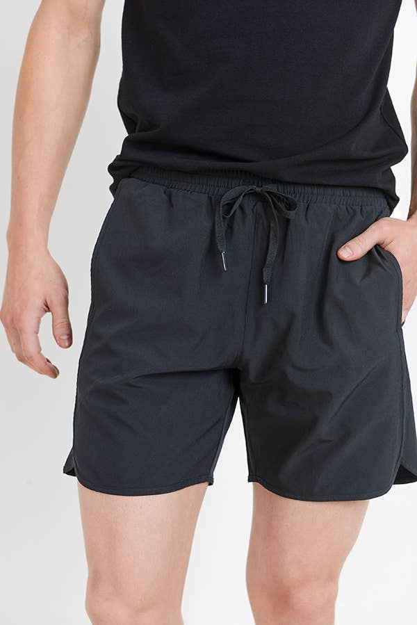 MEN - Wave Accent Essential Active Shorts: Black / S:M:L:XL