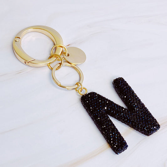 It Girl Glam Initial Key Chain: N / Black Diamonds