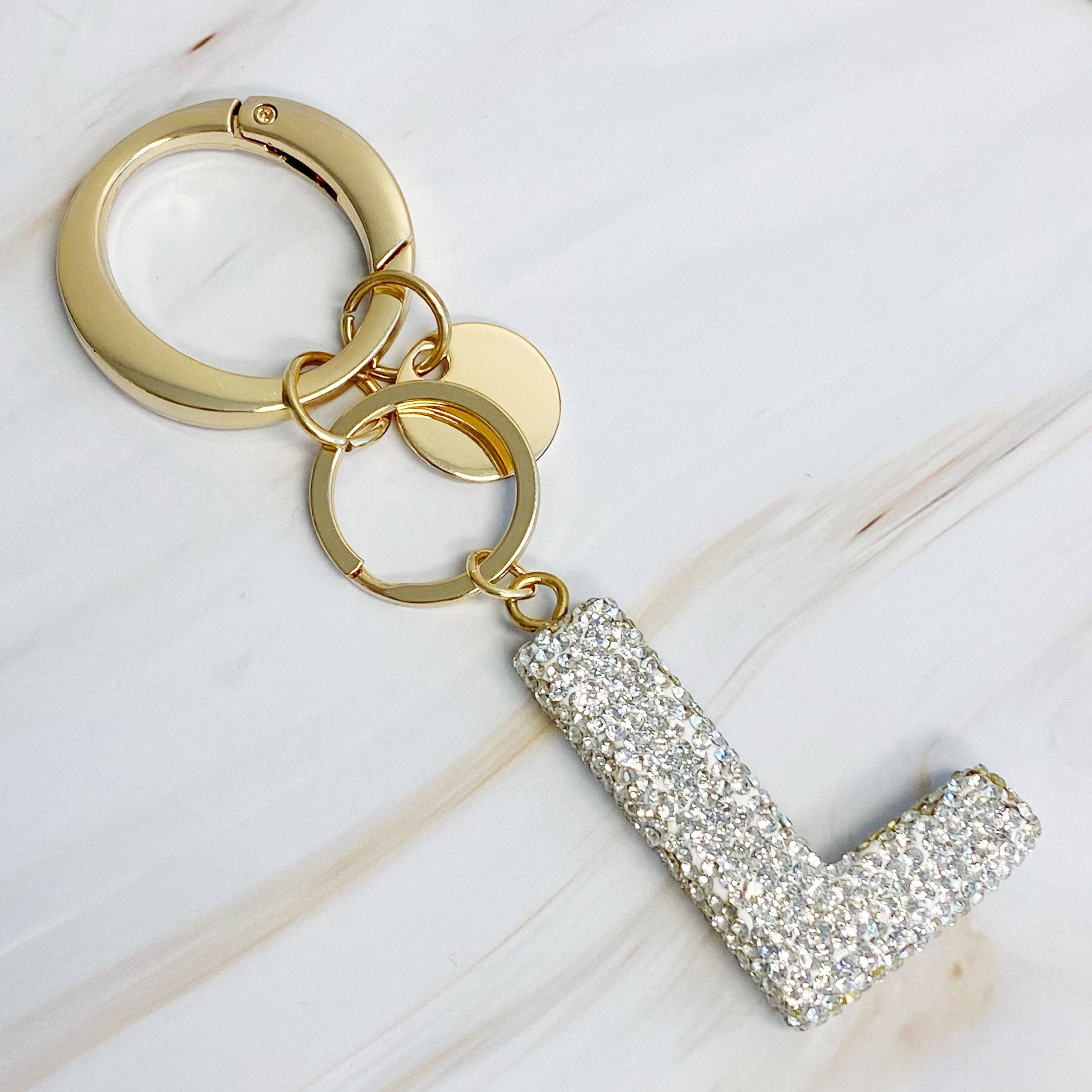 It Girl Glam Initial Key Chain: R / Black Diamonds