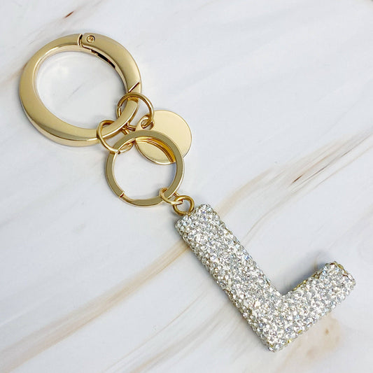 It Girl Glam Initial Key Chain: L / Crystal Clear