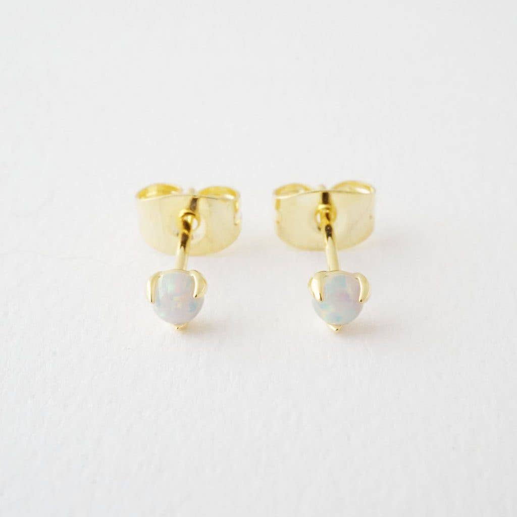 Opal Orb Solitaire Studs: Gold
