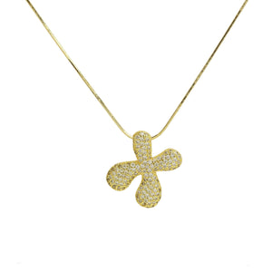 Initial Waterdrop 18K Gold Necklace: H / CZ Rhinestone Gold Filled