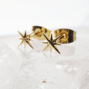 Celestial Starburst Studs: Gold
