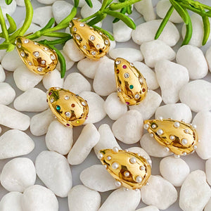 So Chic Jeweled Teardrop Earrings: Creamy Pearls