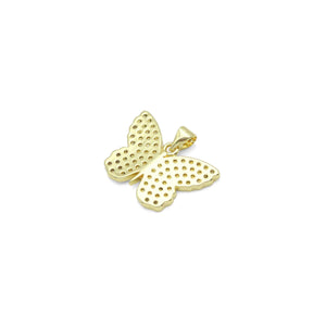 Gold Clear CZ Butterfly Charm Pendant, Sku#LX694