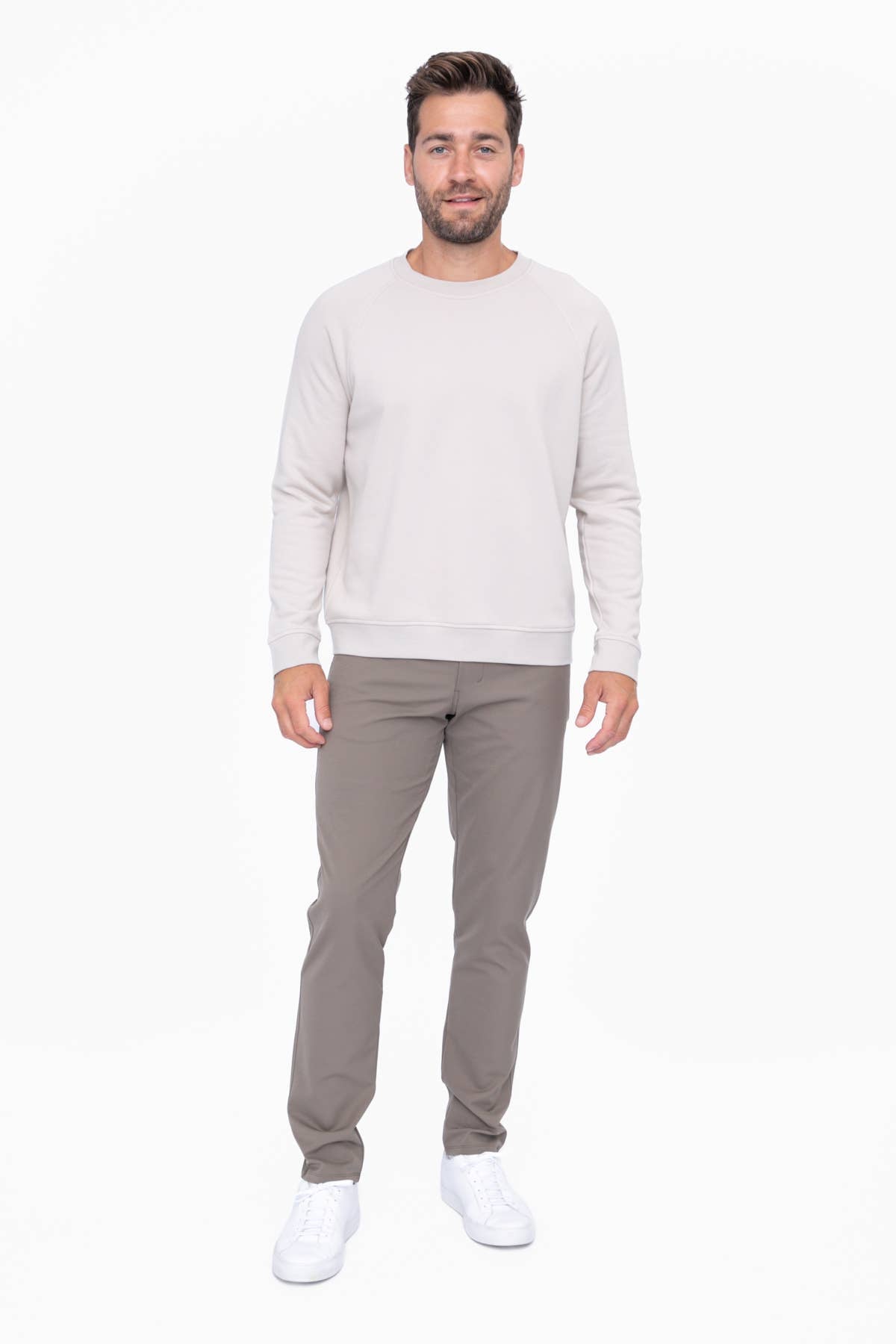 Cotton Blend Classic Crewneck: LIGHT GREY / S:M:L:XL