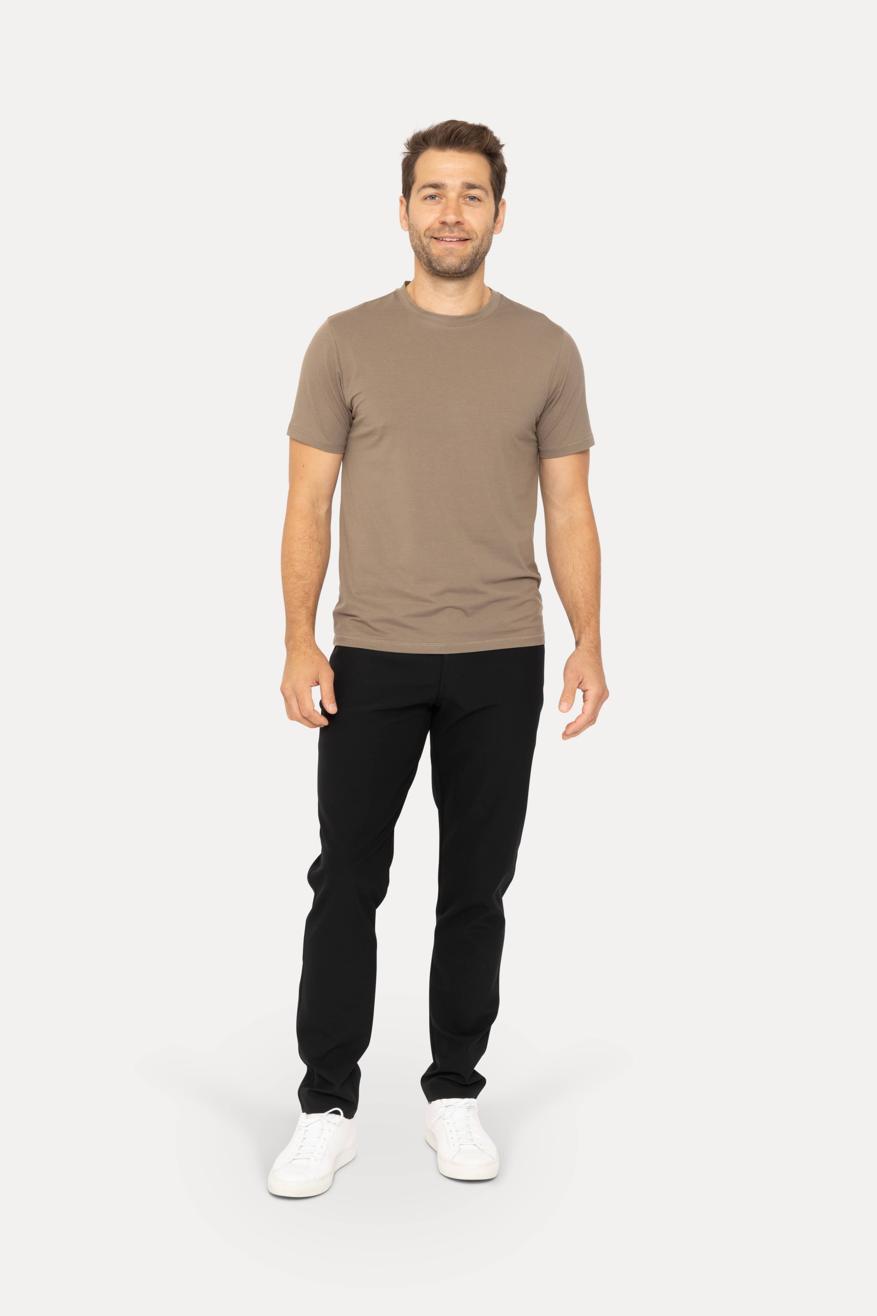 MONO B MEN - Air Essentials Crew Neck Tee: OLIVE / S:M:L