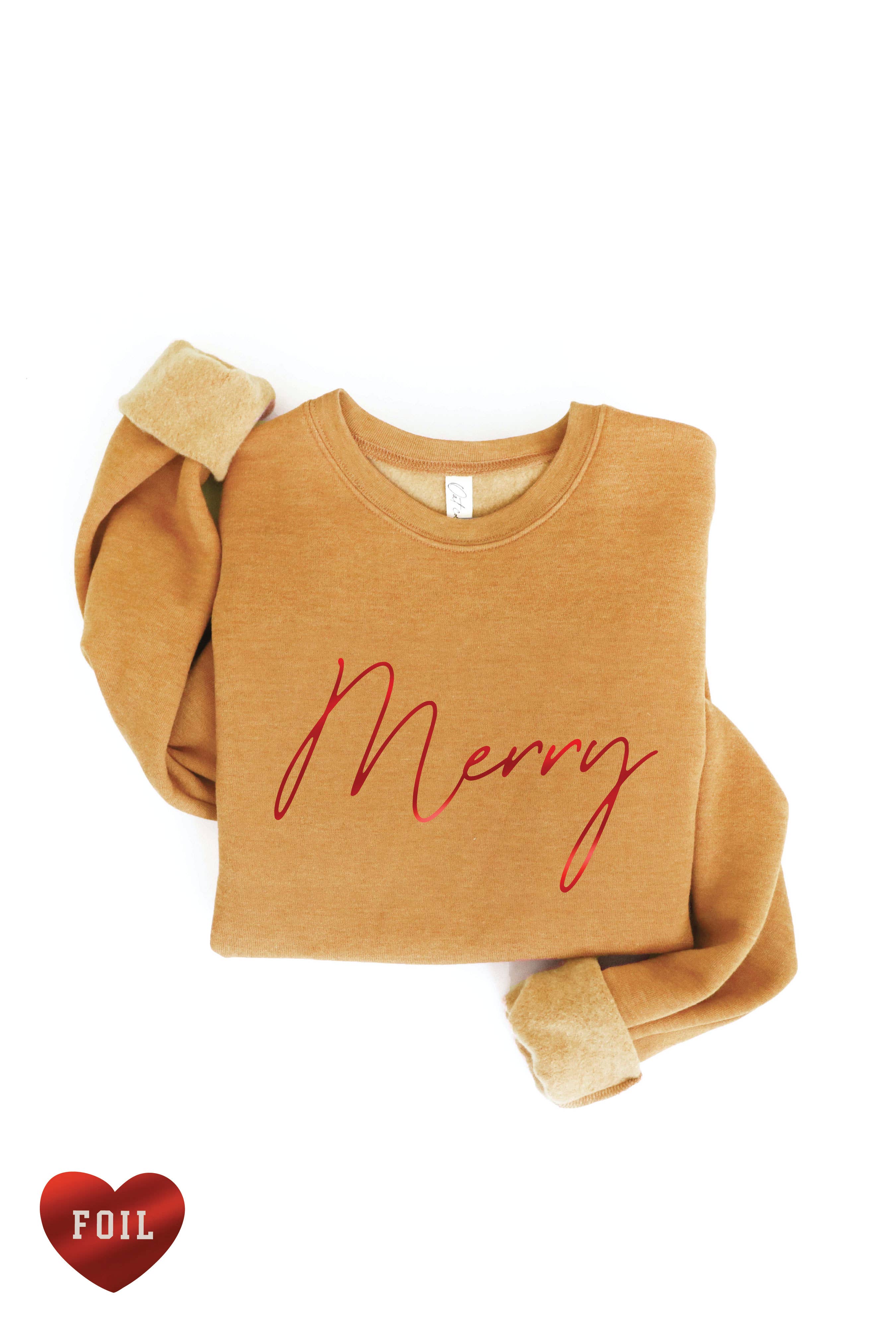 MERRY FOIL Graphic Sweatshirt: L / MAROON