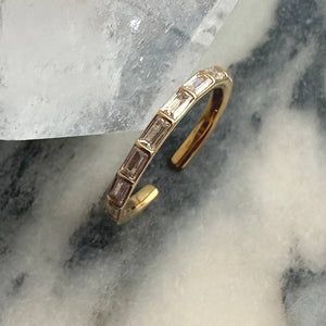 Crystal Lined Baguette Ring: Gold / S/M / Black Onyx