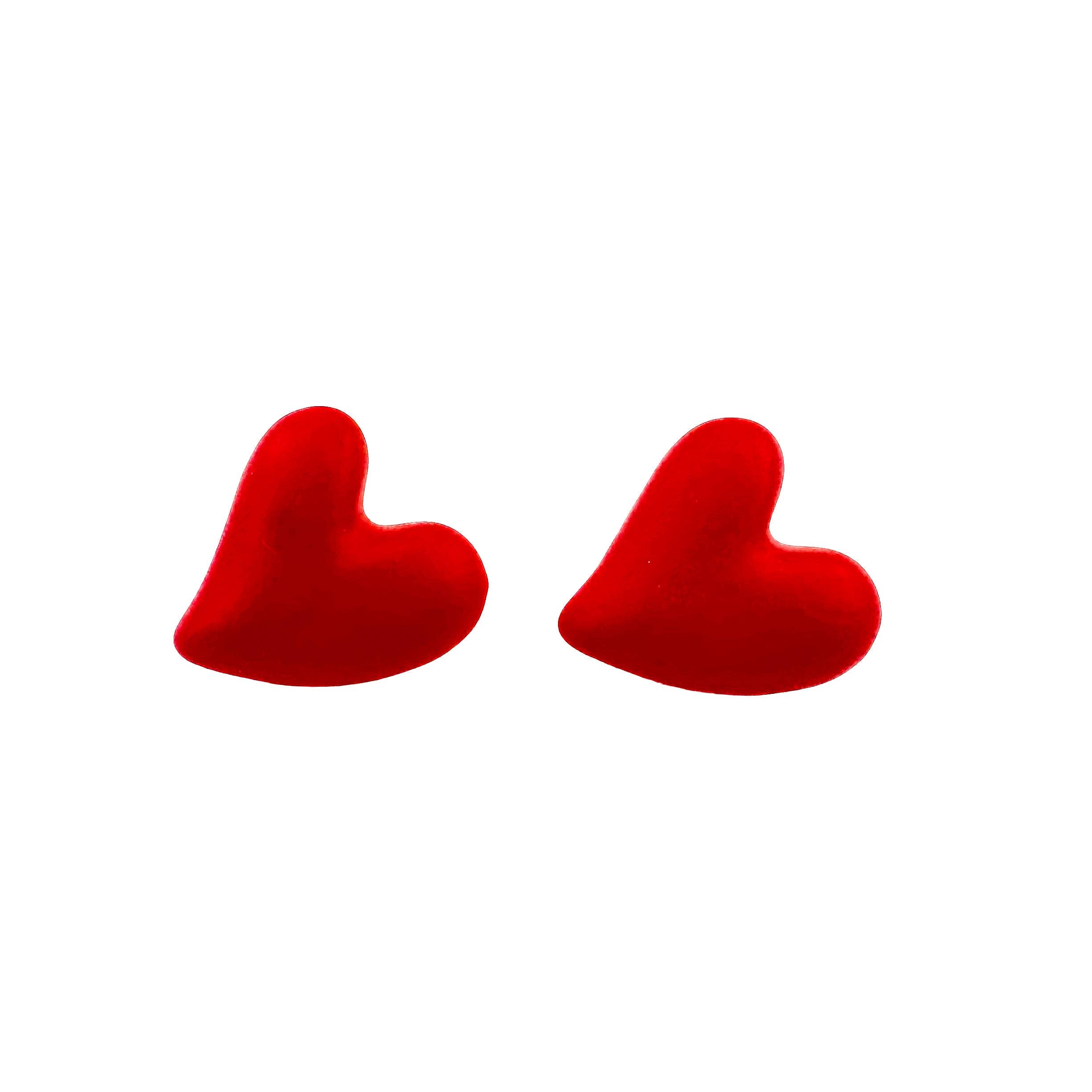 Chunky Heart Valentine Earrings: Matte Red