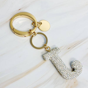 It Girl Glam Initial Key Chain: T / Crystal Clear