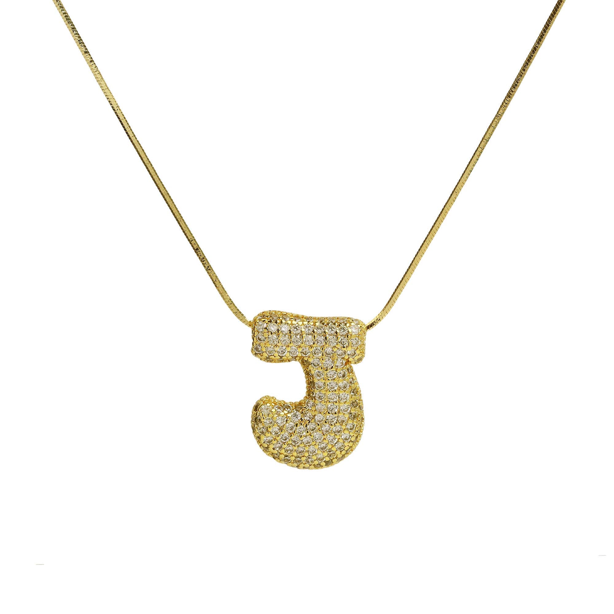 Initial Waterdrop 18K Gold Necklace: H / CZ Rhinestone Gold Filled