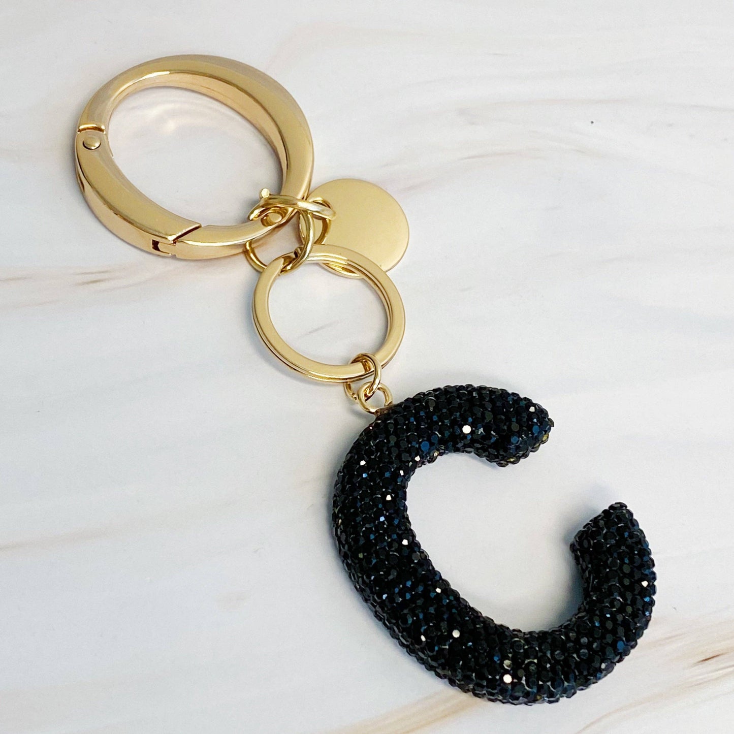 It Girl Glam Initial Key Chain: R / Crystal Clear