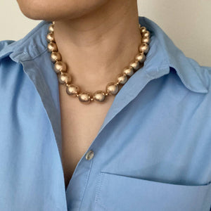 Precious Ball And Bead Necklace: Gold