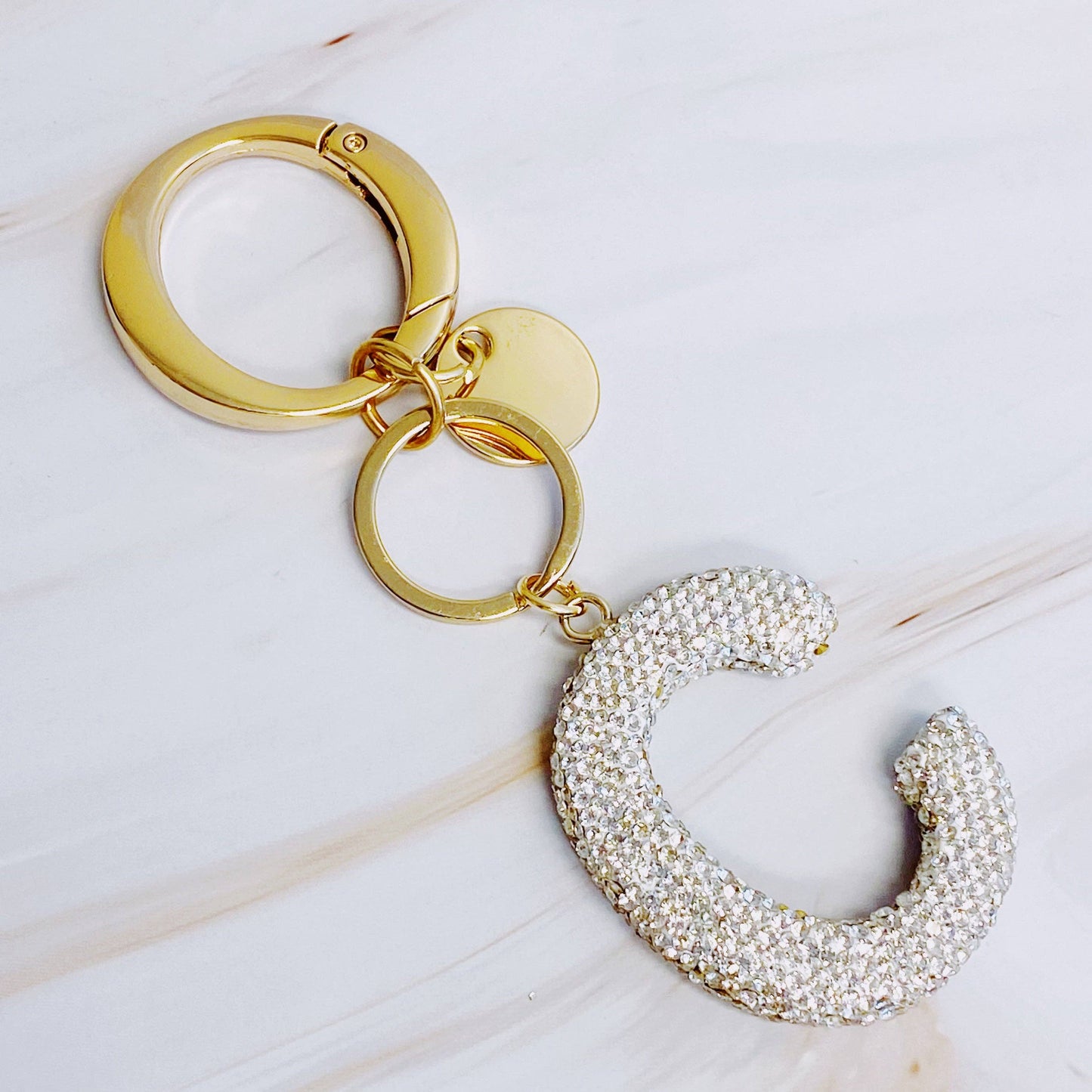 It Girl Glam Initial Key Chain: D / Crystal Clear