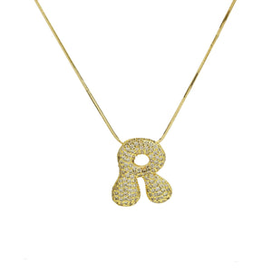 Initial Waterdrop 18K Gold Necklace: E / Smooth Gold Filled