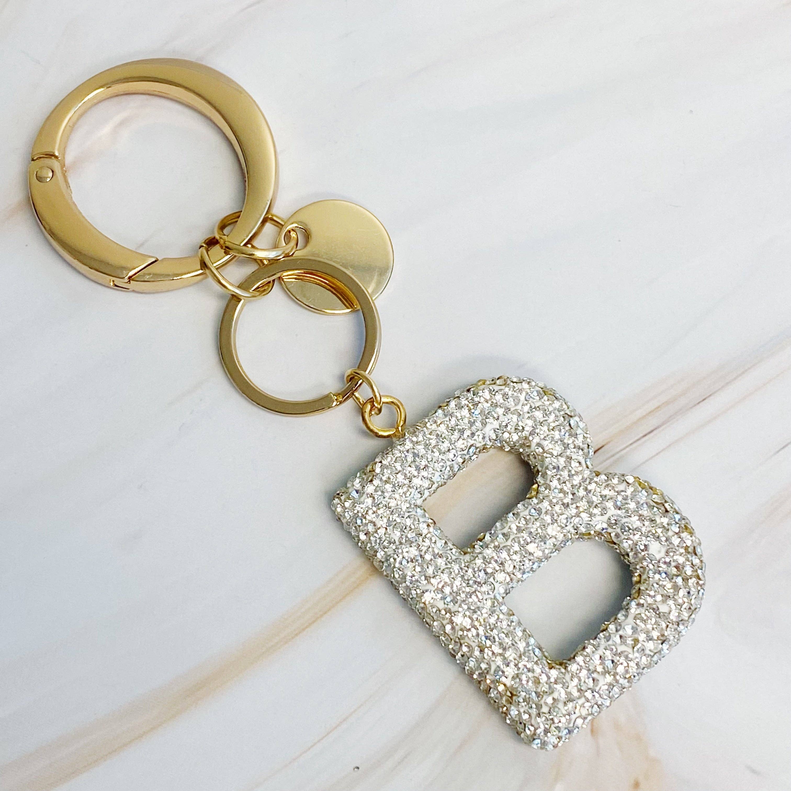 It Girl Glam Initial Key Chain: D / Crystal Clear