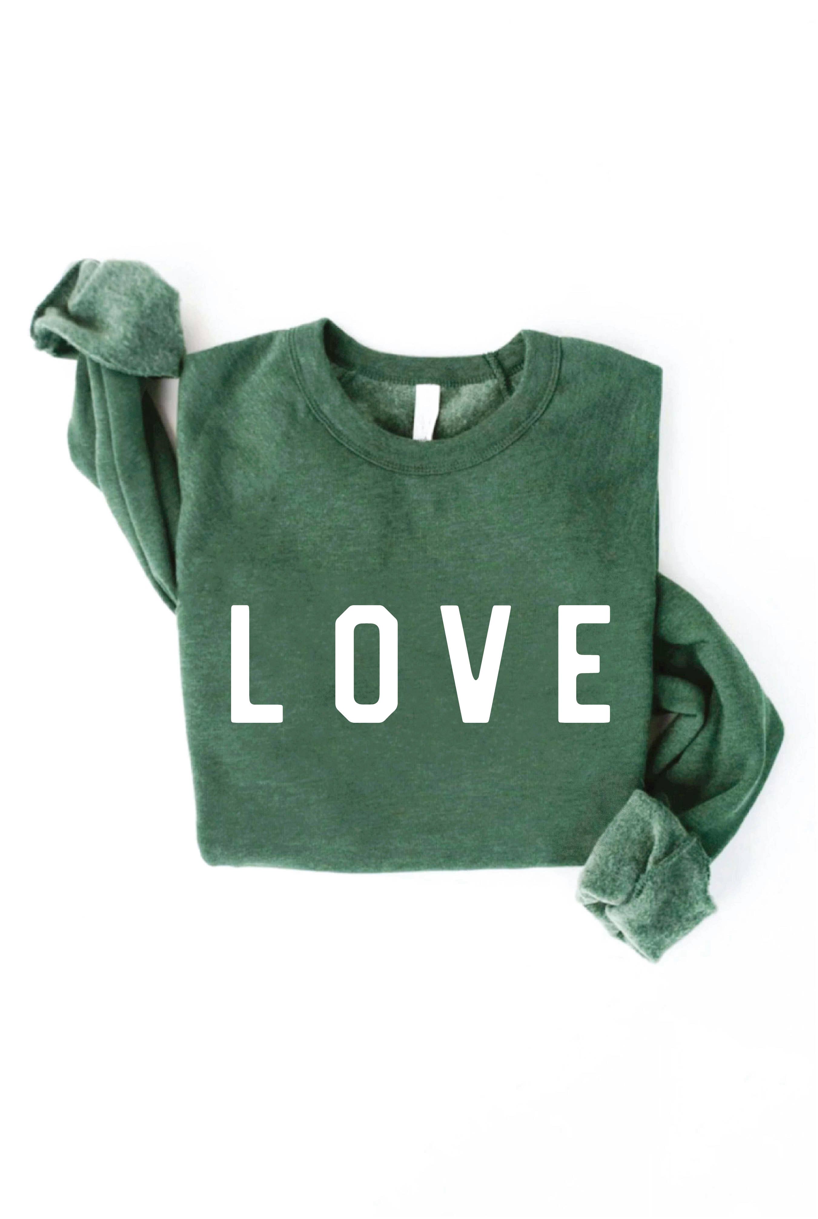 LOVE Graphic Sweatshirt: ATHLETIC HEATHER / L