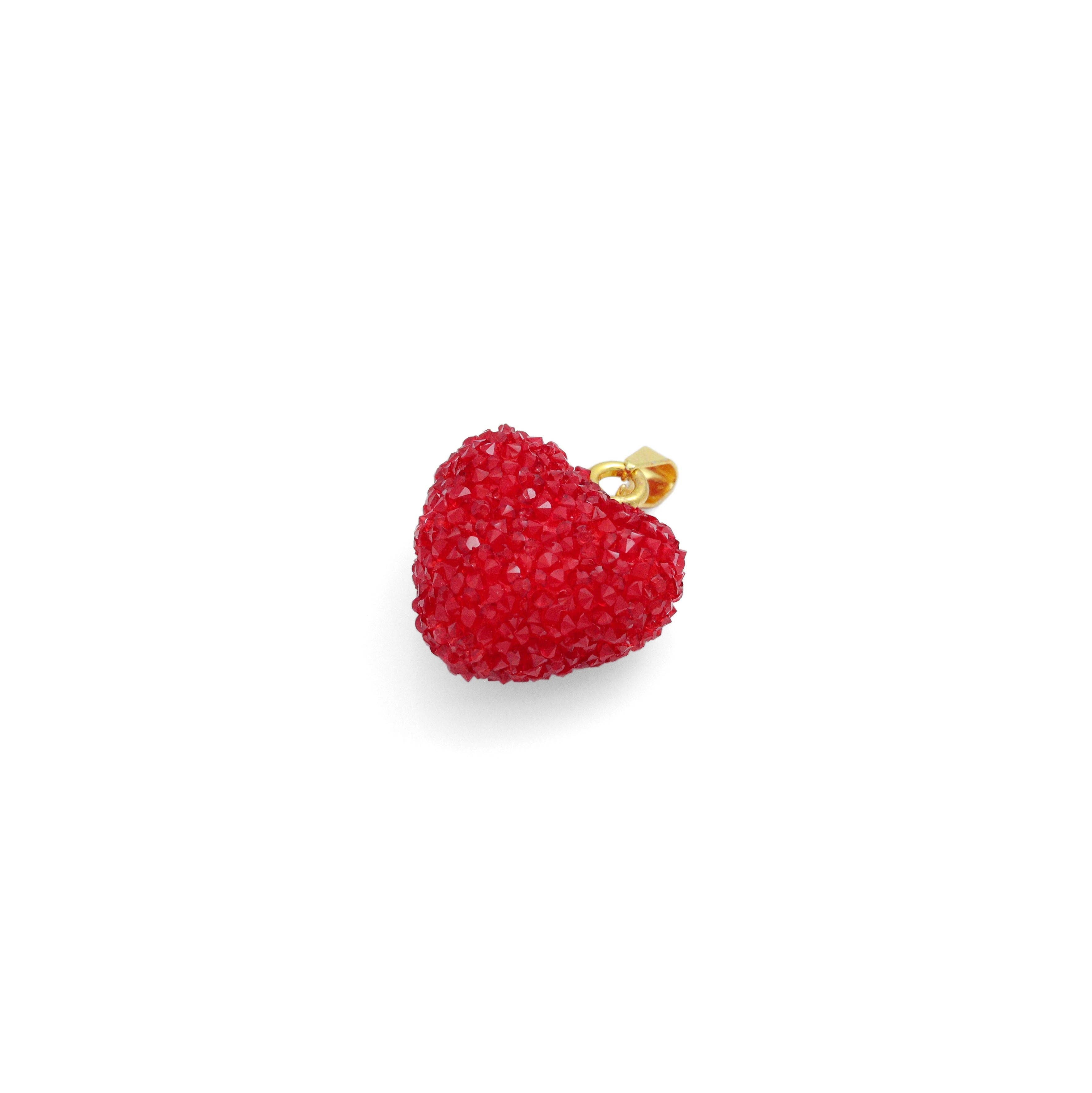 White Red Puffy Heart Charm Pendant,Sku#LD720: White