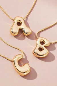 Initial Waterdrop 18K Gold Necklace: E / Smooth Gold Filled