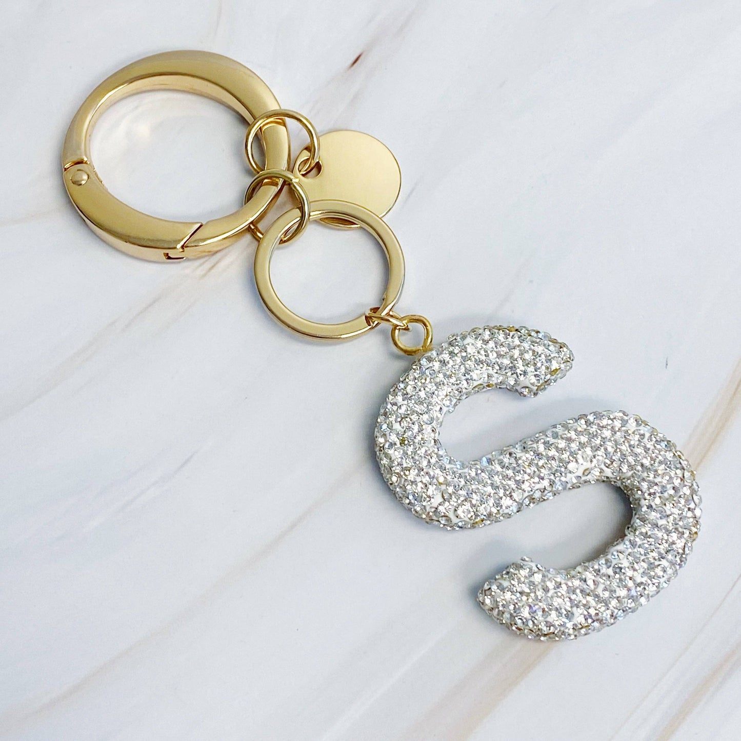 It Girl Glam Initial Key Chain: R / Crystal Clear