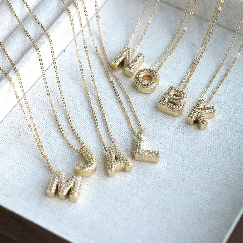 Initial Alphabet Personalized Rhinestone Letter Necklace: Z