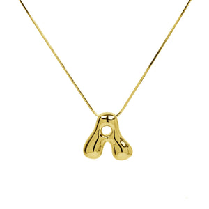 Initial Waterdrop 18K Gold Necklace: H / CZ Rhinestone Gold Filled