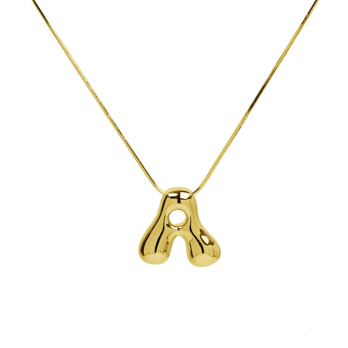 Initial Waterdrop 18K Gold Necklace: T / Smooth Gold Filled