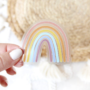 Clear Pastel Rainbow Sticker, 2.5x2.5in.