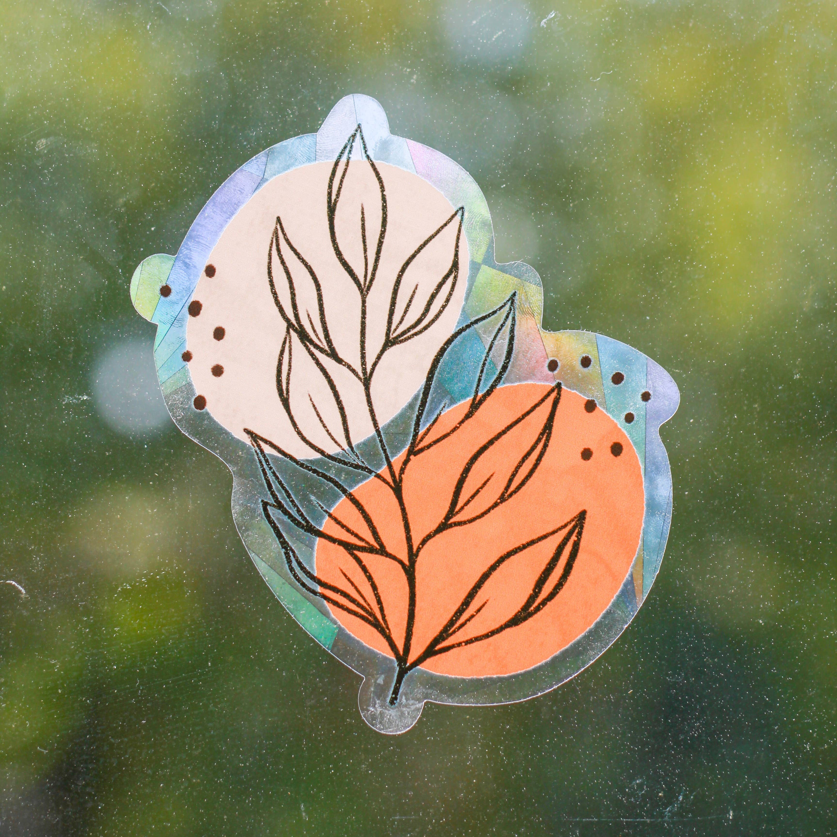 Pink Leaves Sun Catcher Window Decal, 5x5 in.