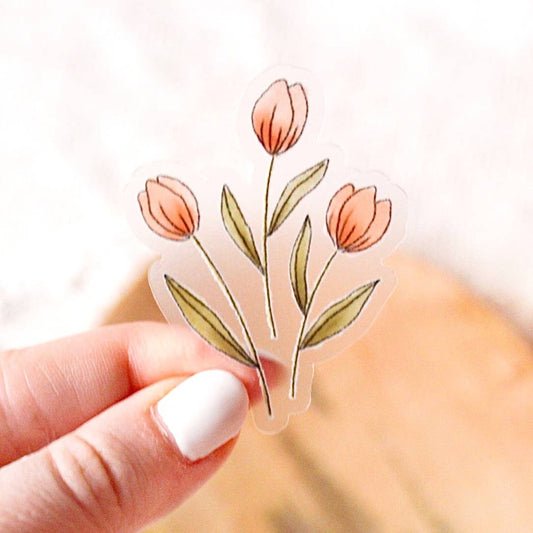 Clear Dutch Tulips Sticker 2.5x1.75in