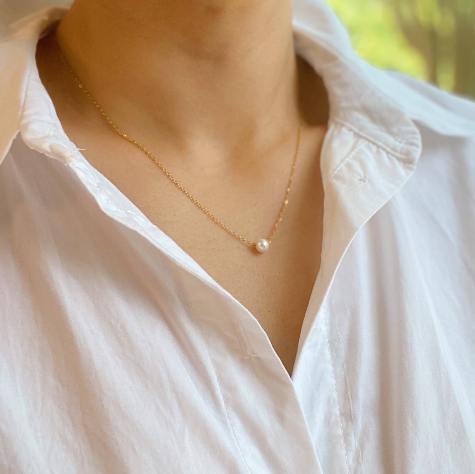 Dainty Single Pearl Necklace