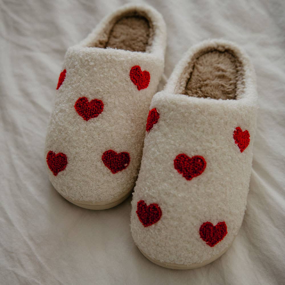 Hearts ALL OVER Patterned Slippers: M/L