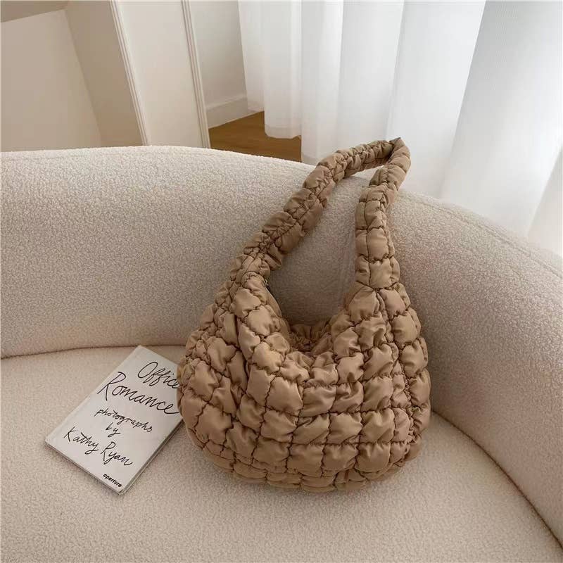 Quilted Padding Cotton Crossbody Hobo Bag
