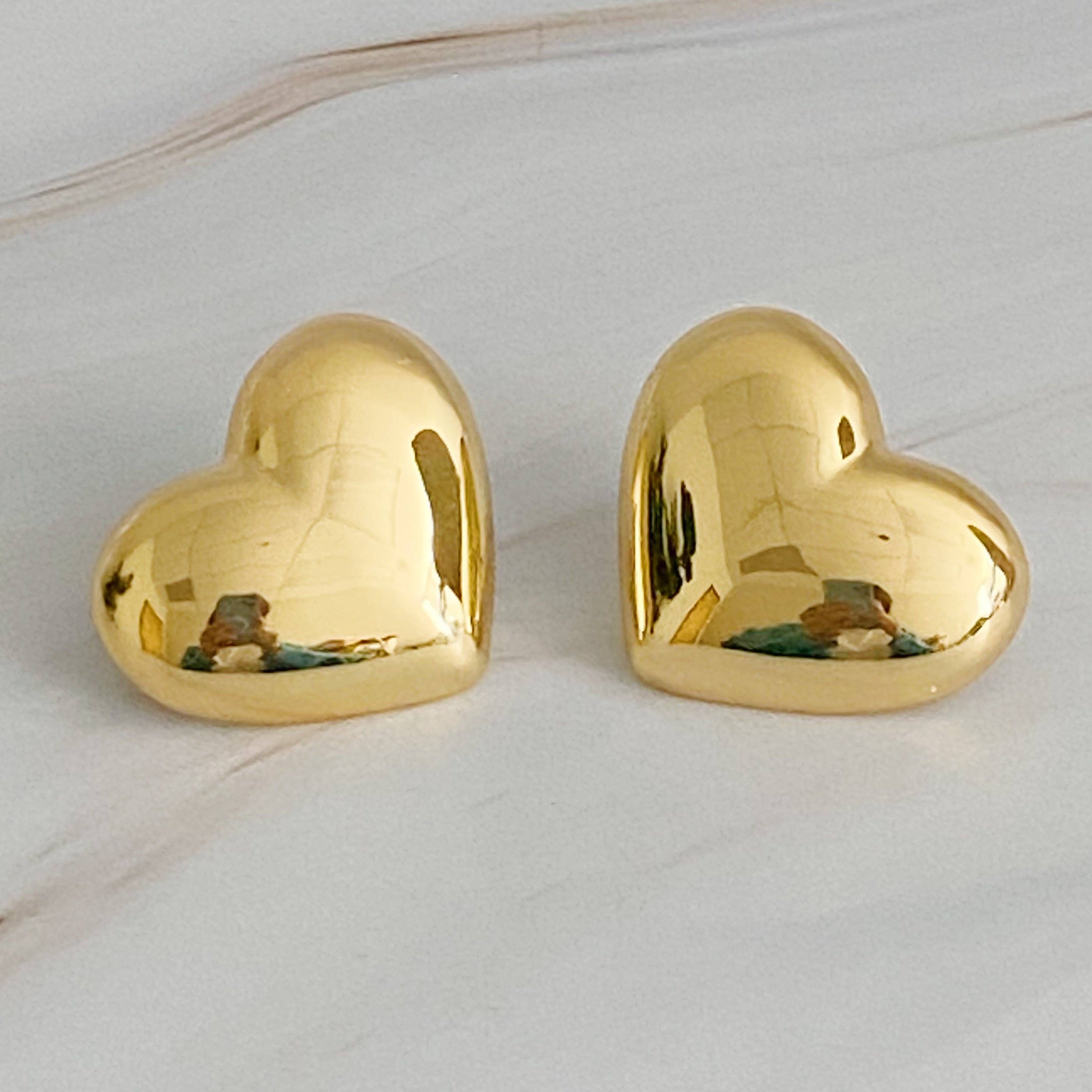 Polish My Heart Stud Earrings: Gold