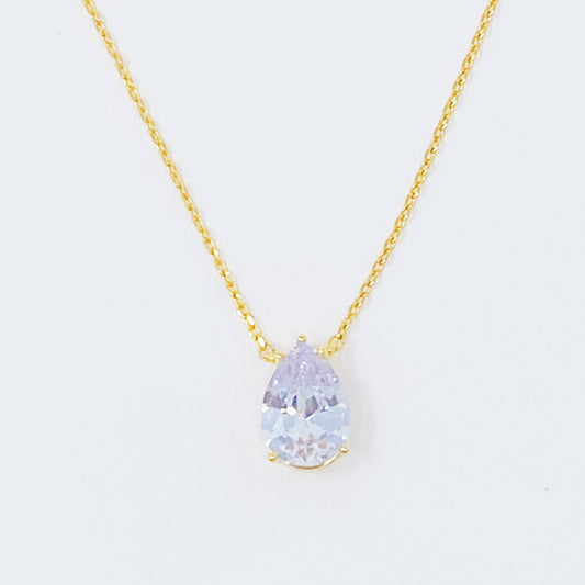 Dream It Solitaire Pendant Necklace: Tear Drop