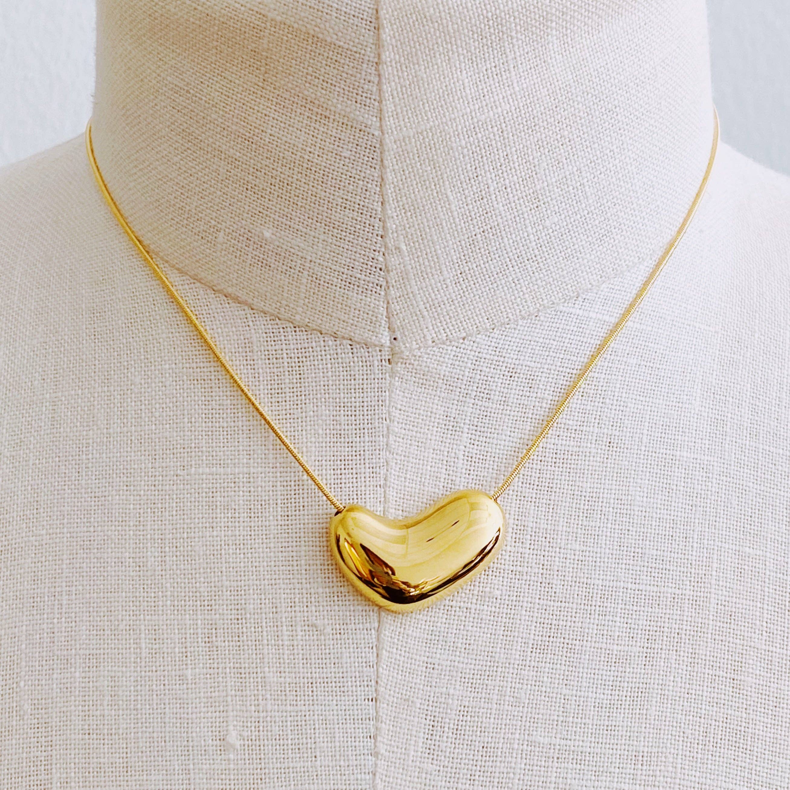 Bold Molten Heart Necklace: Gold